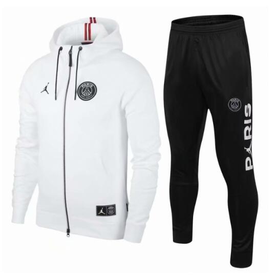 2019-2020 Jordan veste d'entraînement à capuche PSG blanc